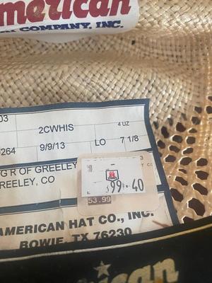 AMERICAN HAT CO WESTERN HAT 7-1/8”