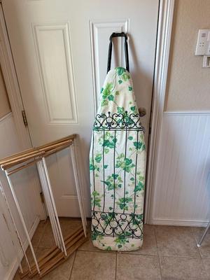 CLOTHES DRYING RACK, IRONING BOARD, BLACK & DECKER - THE CLASSIC STEAM AND DRY IRON AND WASTE BASKET