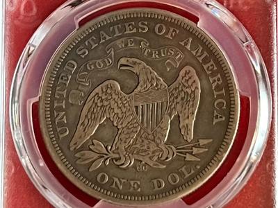 1870-CC PCGS F12 (Gold Shield) Seated Liberty Silver Dollar Coin First Year CC