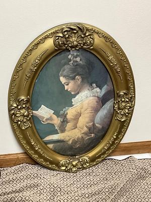 Antique Oval Beveled Glass w/Portrait