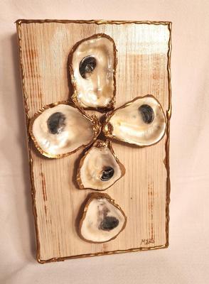 Lot #1 Oyster Shell Cross Art piece