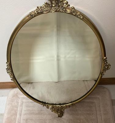 Vintage Oval Gold/bronze Framed Mirror 26 X 16
