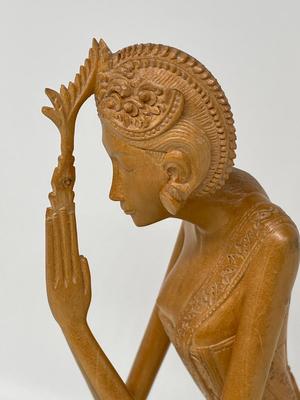 10.5" tall Balinese hand carved wooden statute