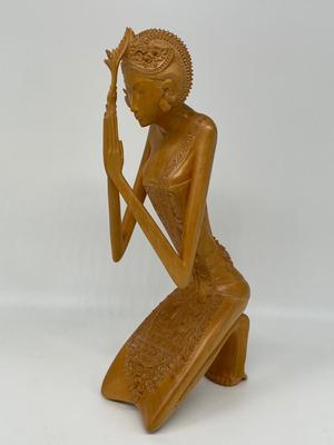 10.5" tall Balinese hand carved wooden statute