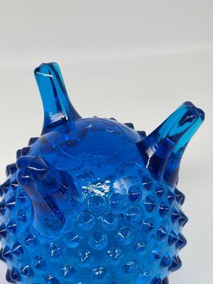 9.5"x4" Pink Fenton ribbon bowl & 5" blue Fenton vase