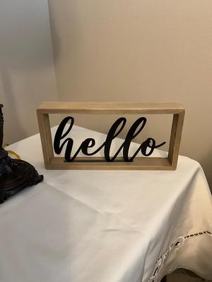 Bronze Lamp(height) and Hello sign