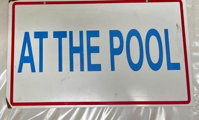 Tick metal pool sign