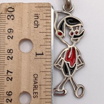 LOT 30: Vintage Stained Glass Pinocchio Pendant on 925 Sterling Chain 10gtw