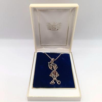 LOT 30: Vintage Stained Glass Pinocchio Pendant on 925 Sterling Chain 10gtw