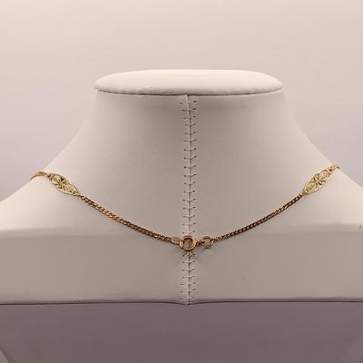 LOT 33: Filigree Link 750 18K Gold Necklace 4.2g Tw, 19"