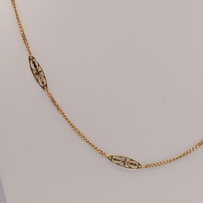 LOT 33: Filigree Link 750 18K Gold Necklace 4.2g Tw, 19"