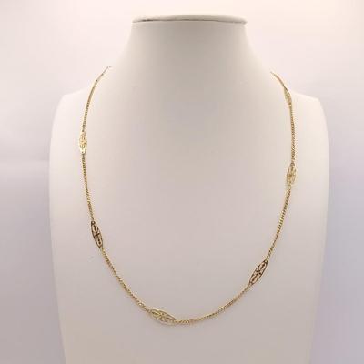 LOT 33: Filigree Link 750 18K Gold Necklace 4.2g Tw, 19"