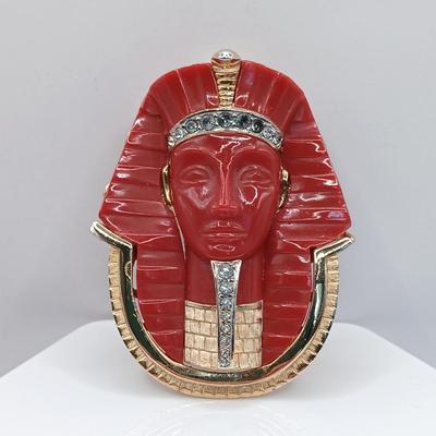 LOT 37: Rare Signed and Numbered Marcel Boucher King Tut Egyptian Revival Brooch
