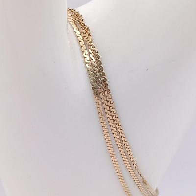 LOT 38: Triple Strand 14K Italy Gold Bracelet 2.7g Tw, 7"