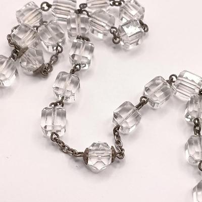 LOT 39: Vintage Rhinestone/Crystal Rosary w/ 800 Silver Rosary in Silver-Tone Pillbox