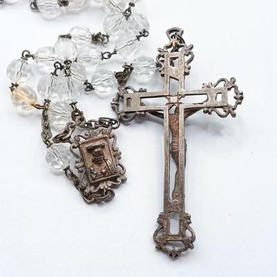 LOT 40: Sterling and Crystal Beaded Rosary with Cloisonne Beaded Rosary Made in Italy
