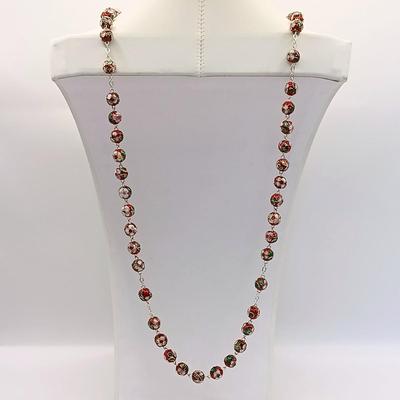 LOT 40: Sterling and Crystal Beaded Rosary with Cloisonne Beaded Rosary Made in Italy