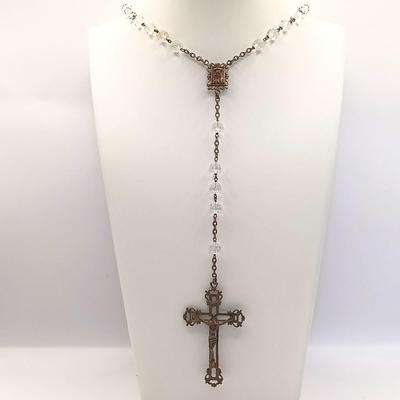 LOT 40: Sterling and Crystal Beaded Rosary with Cloisonne Beaded Rosary Made in Italy