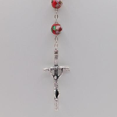 LOT 40: Sterling and Crystal Beaded Rosary with Cloisonne Beaded Rosary Made in Italy