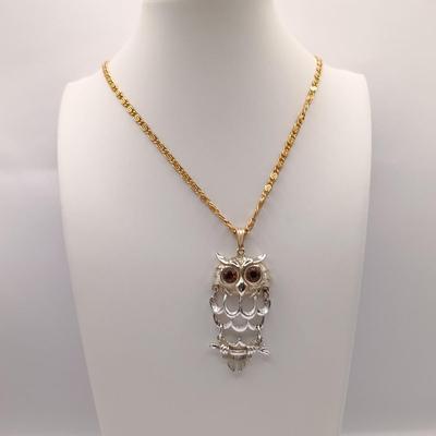 LOT 42: Vintage Articulated Owl Pendant on Gold-Tone Necklace, Tigers Eye Stone Necklace, Multi-Gemstone Nugget Necklace & More