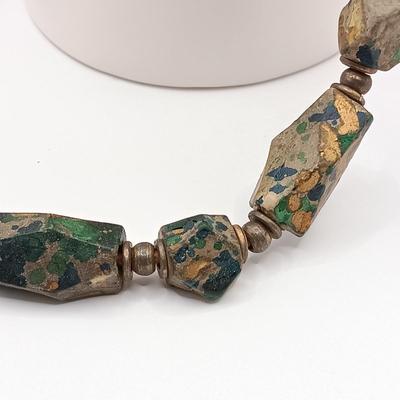 LOT 43: Quartz Stone Necklaces, Green Paper Rolled Necklace, Glass Pendant Necklace & More