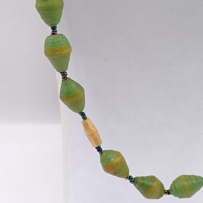 LOT 43: Quartz Stone Necklaces, Green Paper Rolled Necklace, Glass Pendant Necklace & More