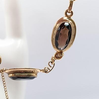 LOT 48: Brown Topaz Tone Glass Link Bracelet 1/20 12K GF, Non-Magnetic Gold-Tone Bangle & More