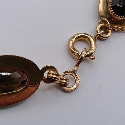 LOT 48: Brown Topaz Tone Glass Link Bracelet 1/20 12K GF, Non-Magnetic Gold-Tone Bangle & More