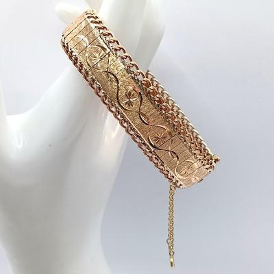 LOT 48: Brown Topaz Tone Glass Link Bracelet 1/20 12K GF, Non-Magnetic Gold-Tone Bangle & More