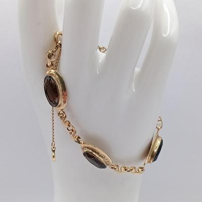 LOT 48: Brown Topaz Tone Glass Link Bracelet 1/20 12K GF, Non-Magnetic Gold-Tone Bangle & More
