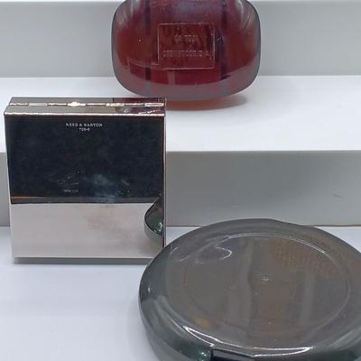 LOT 53: Vintage Vanity Collection - Ralph Lauren Polo Perfume Bottle, Metal Wire Coin Purses, Reed & Barton 706-S Pill Box & More