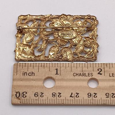 LOT 260: Vintage Gold Vermeil (925) CZ Tennis Bracelet, Miriam Haskell Floral Brooch & Anne Klein Scarf