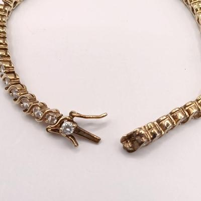 LOT 260: Vintage Gold Vermeil (925) CZ Tennis Bracelet, Miriam Haskell Floral Brooch & Anne Klein Scarf