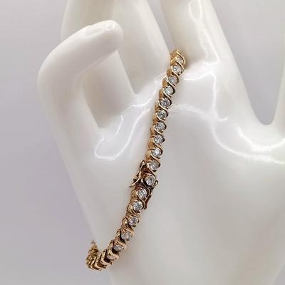 LOT 260: Vintage Gold Vermeil (925) CZ Tennis Bracelet, Miriam Haskell Floral Brooch & Anne Klein Scarf