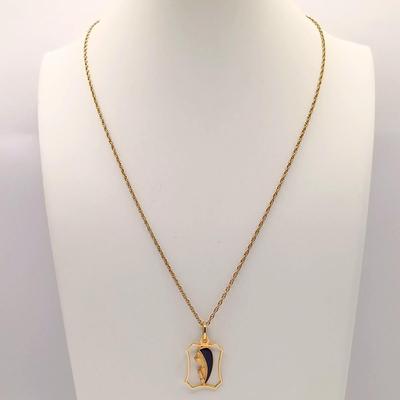 LOT 245: Vintage Praying Mother Mary 14K Italy Enameled Pendant 2.33gtw on 750 Italy 358 MI Chain 3.74gtw