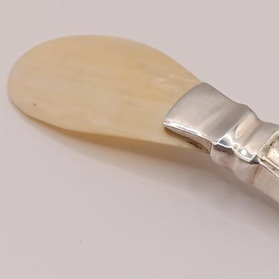 LOT 247: Set of 3 Sterling Silver Henry Kohn & Sons Cocktail Forks 40.32gtw with an Unmarked Silverplate and Shell Spoon