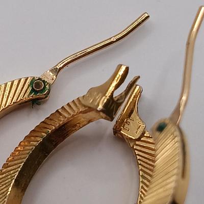 LOT 248: Black Stone Figa Pendants with Money Gold-Tone Earrings & Black Enamel and Gold-Tone Earrings