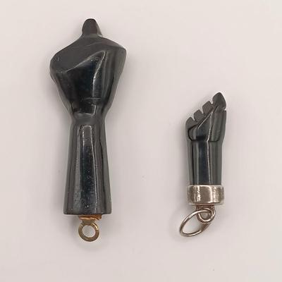 LOT 248: Black Stone Figa Pendants with Money Gold-Tone Earrings & Black Enamel and Gold-Tone Earrings