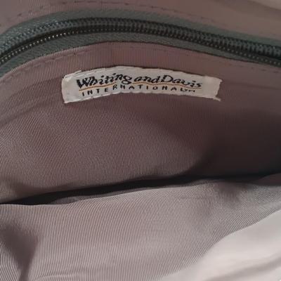 LOT 249: Vintage Black Cordé Clutch w/ Rhinestone Pin, Whiting and Davis Metal Mesh Crossbody & Lancome Blue Velvet Cosmetic Bag