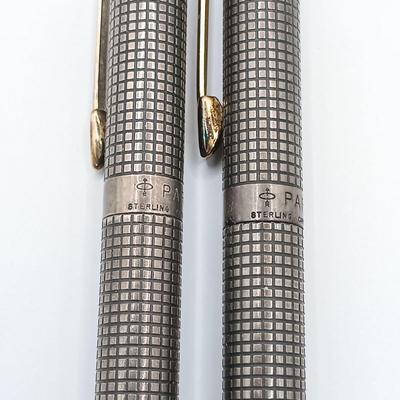 LOT 250: Parker 75 Spanish Treasure Fleet 1715 Sterling Silver Fountain Pen w/ Parker 75 Cisele Sterling Pen and Mechanical Pencil