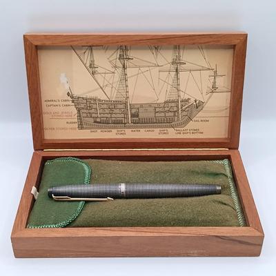 LOT 250: Parker 75 Spanish Treasure Fleet 1715 Sterling Silver Fountain Pen w/ Parker 75 Cisele Sterling Pen and Mechanical Pencil