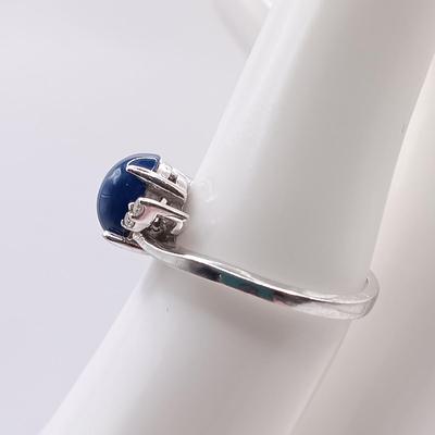 LOT 251: Star Sapphire Ring with Diamond Accents 14K White Gold Roman 2.45gtw Sz 6 with Unmarked Star Sapphire Earrings