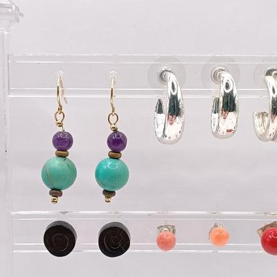 LOT 252: Silver-Tone Stone Scarab Bracelet, Napier Silver-Tone Hoop Earrings & More