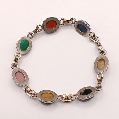 LOT 252: Silver-Tone Stone Scarab Bracelet, Napier Silver-Tone Hoop Earrings & More