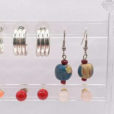 LOT 252: Silver-Tone Stone Scarab Bracelet, Napier Silver-Tone Hoop Earrings & More