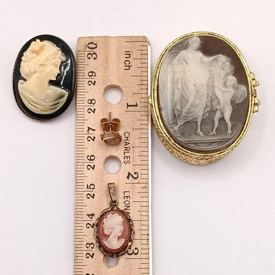 LOT 253: Vintage 12K GF Cameo Earrings, 925 Honora Pearl and Gem Earrings, Feaux Pearl Necklaces & More