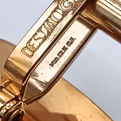 LOT 258: Vintage Men's Leather Toiletry Case w/ Destino 1/20 12K GF Cufflinks, Christian Dior Cufflinks, Solid Brass Belt Buckle...