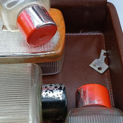 LOT 258: Vintage Men's Leather Toiletry Case w/ Destino 1/20 12K GF Cufflinks, Christian Dior Cufflinks, Solid Brass Belt Buckle...