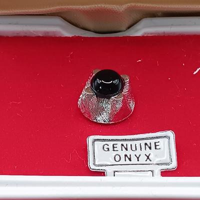 LOT 258: Vintage Men's Leather Toiletry Case w/ Destino 1/20 12K GF Cufflinks, Christian Dior Cufflinks, Solid Brass Belt Buckle...