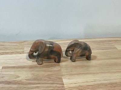 Pair of hand carved stone elephants
